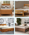 Tough As Nails Double Hook Slot Bed Frame Brackets With Headboard Support Plates enhancing four wooden bed frames in various styles.