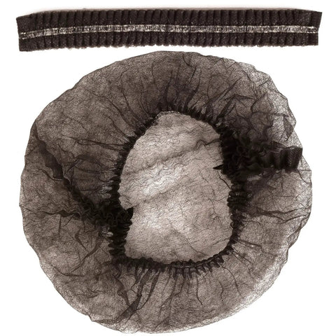 Bouffant Hair Net Cap 21 Inch Elastic Dust Cap For Food Service And Sleeping, Lightweight Breathable Black Cap Made From Spunbond Polypropylene, Double Enclosed Elastic Band For All Day Comfort
