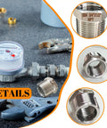 Two Pack Three Quarters Inch Male Npt To One Half Inch Female Npt Stainless Steel Hex Bushing Reducer Adapter 304 Stainless Steel Pipe Fitting Beefy Build Corrosion Resistant High Temp Perfect For Plumbing DIY installed on water meter