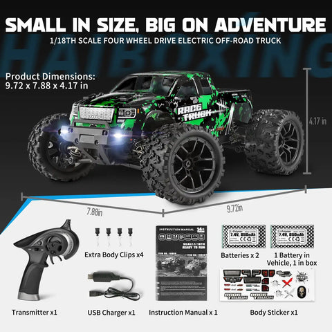 All Terrain 1 To 18 Scale RC Truck 4WD Waterproof Off Road Vehicle With 2.4 GHz Remote, 36 KPH Top Speed, components layout