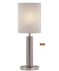 27 Inch Slim Oval LED Touch Table Lamp With 8W LED Bulbs Included Delivers 1000 Lumens with off-white shade and satin nickel finish