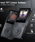 64GB MP3 Player With Bluetooth 5.3 And Built-In Speaker, Physical Buttons For Quick Control, 1.8-Inch Bright Screen, Plug-And-Play Easy-To-Use Music Player For On-The-Go Listening, displaying screen and buttons.