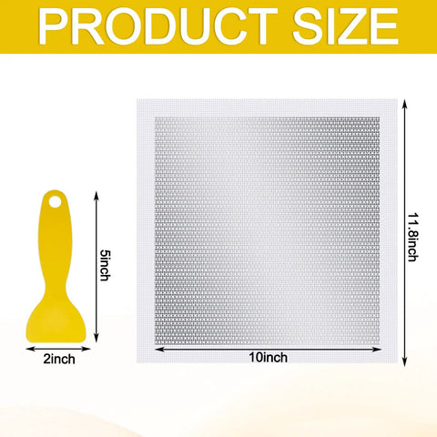 Four Pack 10 x 10 Inch Drywall Repair Kit With Self Adhesive Mesh Patches Scraper And Sanding Pads Heavy Duty Aluminum Tool Set