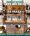Three Tier Wooden Liquor Display Shelf For Home Bar 3 Step Countertop Rack For Bottles Whiskey Vodka And Spirits Retro Style Mini Bar Organizer Sturdy Wood Stand on marble surface with detail inserts.