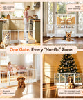 Built Tough No Drill Small Dog Gate 48 Inch Foldable Puppy Barrier For Home Doorways protects pets in multiple rooms.