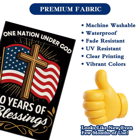Patriotic USA Garden Flag 12x18 Inch Double Sided Waterproof Banner Celebrating 250 Years Of One Nation Under God 1776 To 2026