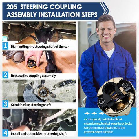 205 Steering Coupling Adaptation For Three Quarter Inch 26 Spline Input Shaft And Two And Three Quarter Inch Outer Diameter Beefed Up Heavy Duty Steering Coupling Assembly With Precise Fit For 200 201 202 Style Drivetrains Durable And Easy Install