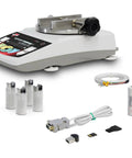 Cap Torque Gauge With NIST Traceable Certificate 100 Lbf Inch And 0.1 Lbf Inch High Res Clockwise And Counter Clockwise Testing Built In Wireless Data Capture USB RS232 MicroSD Seven Inch Diameter Sample 1000 Hz Readouts, with adapters
