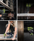 Worker using 12V Cordless Drill Set With Battery And Charger, Lightweight And Compact, No Cords to Drag, Three Eighth Inch Keyless Chuck, Built In LED, 21 Plus 1 Torque Settings for Fast, Precise Home Improvement Projects in various home improvement tasks