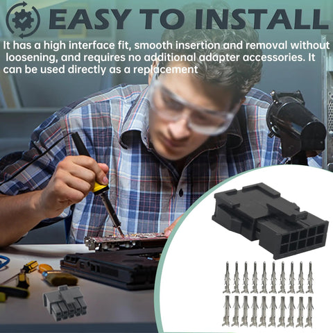 Person working with soldering iron next to 4 Set Dual Row 10 Pin 3mm Pitch Connector Kit With Crimp Terminals, great for wiring.