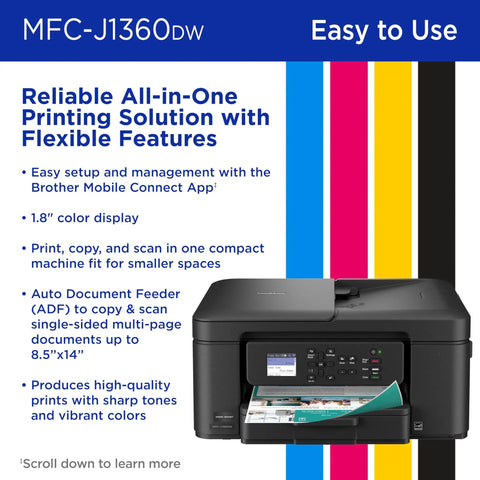 Wireless Color Inkjet All In One Printer With Auto Duplex And 1.8 Inch Color Display on dark surface with color display and paper tray