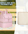 Premium Breast Pump Bag Featuring An Insulated Cooler Compartment For Wearable Pumping Backpack Storage dimensions and foldable mat.