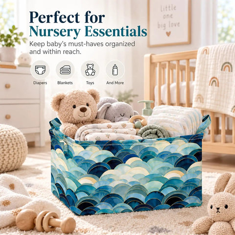 Heavy Duty Collapsible Polyester Storage Basket And Foldable Home Organization Bin For Living Room Bedroom Closets Nifty Space Saving Tote with stuffed animals and blankets