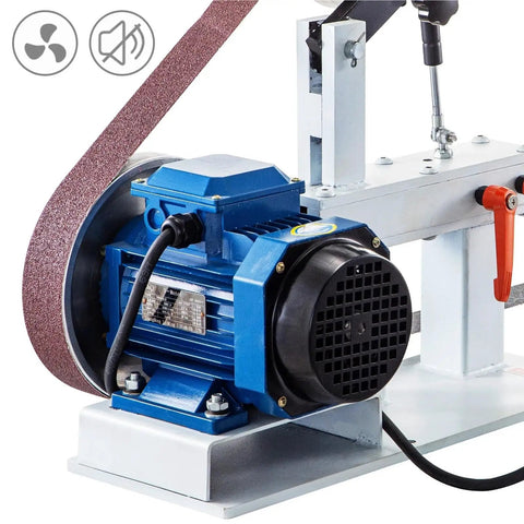 Badass Heavy Duty 1500W Belt Sander Machine With Two 82 Inch Coated Belts Smooth Variable Speed Drive close-up of electric motor.
