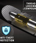Close-up of Anti Theft Aluminum Antenna Topper For Chevy And GMC Trucks Fits Silverado And Sierra Through All Model Years Showing Thread Locking Compound Detail