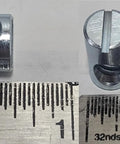 Bulk 12 Pack Cross Dowels Barrel Nuts 1/4-20 Thread showing 16mm length, 10mm diameter, zinc plated steel with off-centered hole