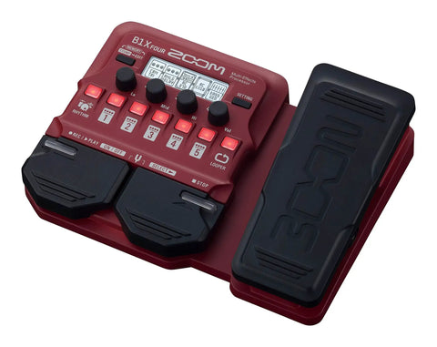 Red B1X Four Bass Multi Effects Processor with Expression Pedal for stage and studio, compact design, battery powered