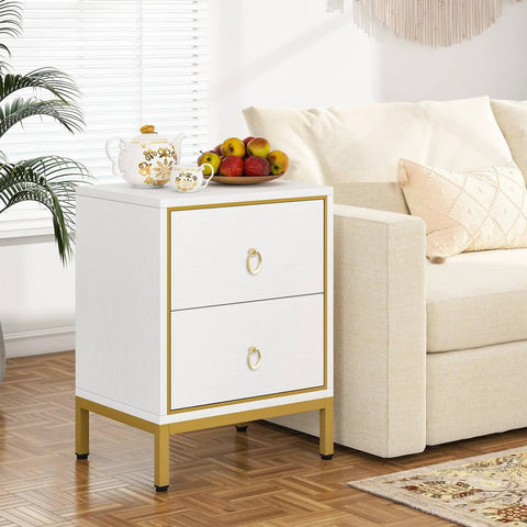 Side table with sleek round pull swing ring cabinet handles 12 pack made from solid zinc alloy with brushed gold finish.