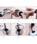 Heavy Duty Zinc Alloy Desk Grommets 3 Pack Totally Fresh Cable Management Cord Hole Covers For Home Office installation steps on wood surface.