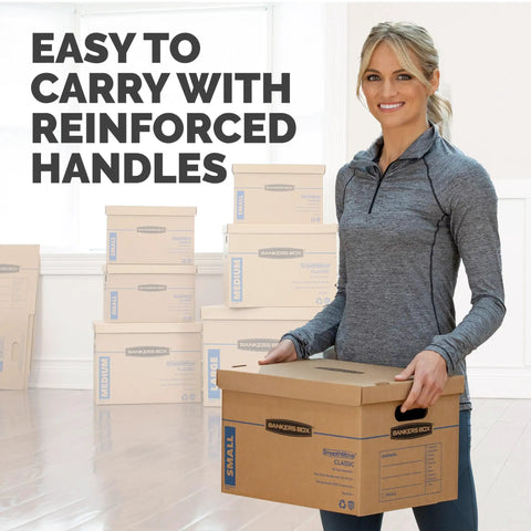 Hassle Free Small Moving Boxes With Reinforced Handles And Lift Off Lids Tape Free Assembly Heavy Duty Cardboard Carriers To Pack Up Your Whole Apartment Fast