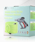 Heavy Duty 150 Ft Sewer Jetter Kit For Pressure Washers 3600 PSI 1/4 In NPT shown in packaging with hose and nozzles