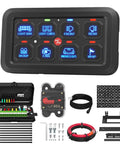 8 Gang Switch Panel With RGB LED Lights, lighted multi function switch pod, toggle momentary pulsed, touch control, dimmable power center.