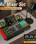 Podcast Setup Bundle With Microphone And Sound Card For PC And Mobile, Ideal For Streaming, Gaming, Singing And Podcasting