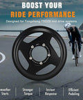 38T Offset Chainring For Tongsheng Varstrom TSDZ-8 750W Mid Drive Motor, CNC 7075-T6 Aluminum against cyclist background