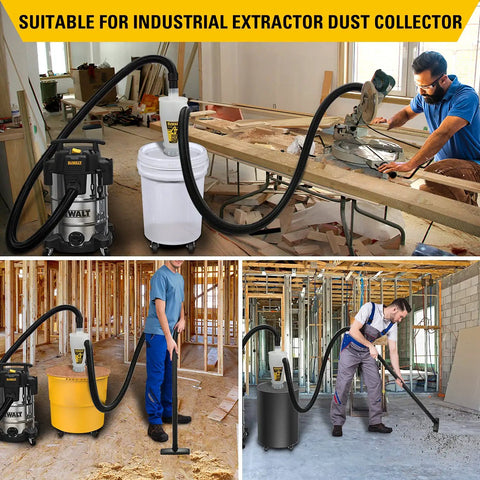 Dust Separator For Wet And Dry Shop Vacuums With Cyclone Design Delivers Up To Ninety Nine Point Five Percent Debris Capture Before Reaching The Filter Boosting Suction And Preventing Clogs DXVCS001 used in workshop and construction settings