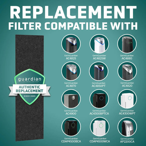 Premium Carbon Air Purifier Replacement Filters 4 Pack Fits AC4825 AC4900 AC4300 CDAP4500 PureGuardian AP2200CA compatibility chart