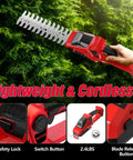 Cordless Hedge Trimmer 2 In 1 Bush Cutter With Grass Shears Electric Trimmer 2200 RPM Garden Tool in use on bushes