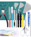 39 Piece Pro Grade Model Tools Kit For Model Building And Hobby Crafting With Steel Ruler Tweezers Files Carving Knife Blades