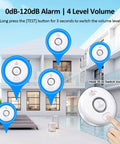 Five Pack Water Leak Alarm Detectors With 120dB Loud Alarm IP66 Waterproof Ultra Sensitive Probes Detect Drips And Mist Four Bottom Sensors And Two Top Probes For Quick Alerts And Realistic Protection in white home setting