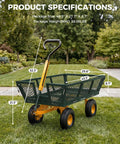 Heavy Duty Steel Garden Cart With 880 Lbs Capacity On Wheels Utility Wagon Removable Mesh Sides Convert To Flatbed Detachable Handle