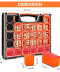 Beefy Battery Cable Ends Kit With 220 Pcs Copper Wire Lugs in organized case dimensions shown, includes heat shrink tubing compartments