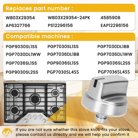 5 Pack Stove Knob Set for Gas Range Replacement Knobs Compatible With PGP7030SL1SS PGP7036SL1SS PGP9036SL1SS