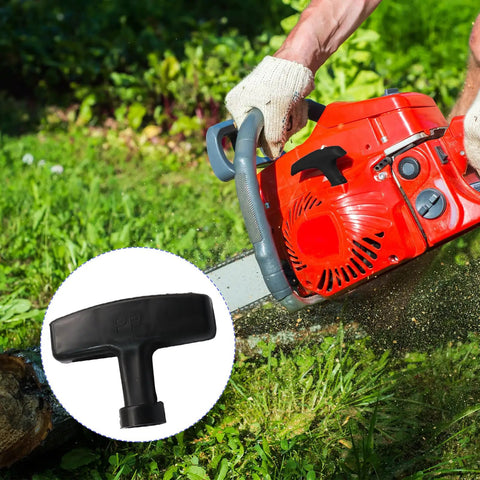 2 Pack Cord Handle Set For Honda GX Engines Recoil Starter Grips Durable Replacement Rope Pull Handles for GX160 GX200 GX240 GX270 GX340 GX390 Lawn Mowers shown in use with a chainsaw.