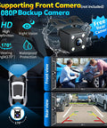 1080P backup camera feature on Dope 7 Inch Wireless Double Din Car Stereo With Apple CarPlay And Android Auto, waterproof protection.