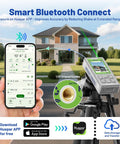 Outdoor Pro Laser Measuring Tool With 495 Ft Range Green Beam Camera Bluetooth P2P Tech Free App IP68 Rugged Build Micro USB Hand Strap And Pouch Precision To One Sixteenth Inch Ideal For Real Estate Pros And Build Crews on tripod with app screen