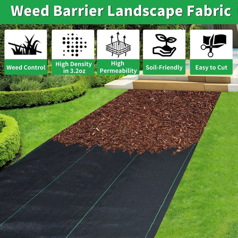 Heavy Duty Weed Barrier Landscape Fabric 3 Ft By 300 Ft Geotextile Weed Blocker for gardens and driveways under mulch