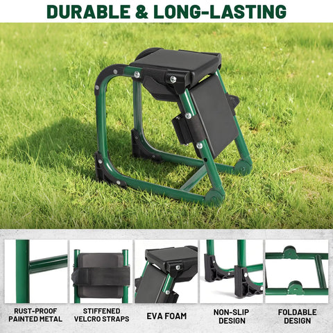 Foldable Garden Kneeler And Seat With Soft Kneeling Pad 2 In 1 Ergonomic Garden Stool For Gardening And Farm Work No Assembly Required