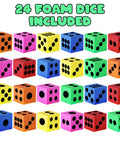 Colorful Foam Dice Set Pack Of 24 Large 1.5 Inch Cubes In Six Bright Colors For Kid Friendly Math Games Classroom Activities And Family Game Night Soft Quiet Play For Little Hands Great Gift For Kids