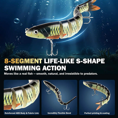 Image of Action Packed Bass Fishing Lures Kit With Tackle Box For Freshwater And Saltwater Use showcasing life-like lure action