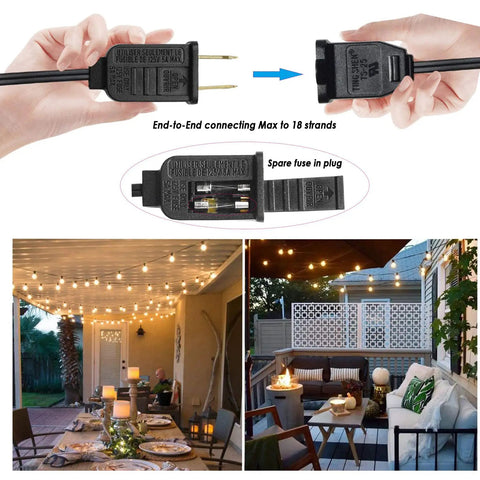 Outdoor String Lights 200 Feet Waterproof LED Edison G40 Bulbs Shatterproof 100 And 4 Spare Bulbs Two Pack for Patio Garden Backyard Gazebo Cafe Party Decor Weatherproof