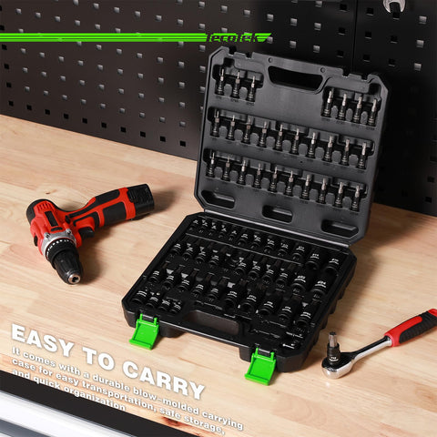 Opened case of Torx Bit Socket Set With External Torx Sockets For Quarter Inch Drive Three Eighths Inch Drive And Half Inch Drive Built Tough