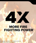 Image showing '4X More Fire Fighting Power' text with flames, highlighting Pro Grade Fire Extinguisher For Office And School Use Rechargeable 4A60BC.