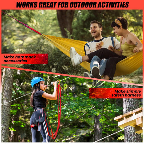People using 18mm Nylon Climbing Slings 2 Pack 24 Inch Runners With 22kN CE Certified Strength for hammock and safety harness