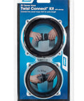 Camper And RV Sewer Hose Twist Connect Kit For No Fuss Easy Connection Of Two Hoses With A Simple Nonrestrictive Design Extends Reach For RV Tank Dumping Fits Standard 3 Inch Camper Sewer Hoses Includes Lug Connector Fitting And More packaging showing two connectors