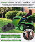 Electronic Control Unit Module For Lawn And Garden Tractors And Equipment X300 X300R X304 X305R X310 X320 X324 X340 X360 X500 X520 X530 X534 X540 X590 Direct Replacement With Easy Plug And Play And Enhanced Safety shown with John Deere tractor
