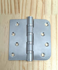 4x4 Inch Door Hinges With Ball Bearing, Built To Last, Stainless Steel, Brushed Nickel Finish, on wooden surface, 3 pack